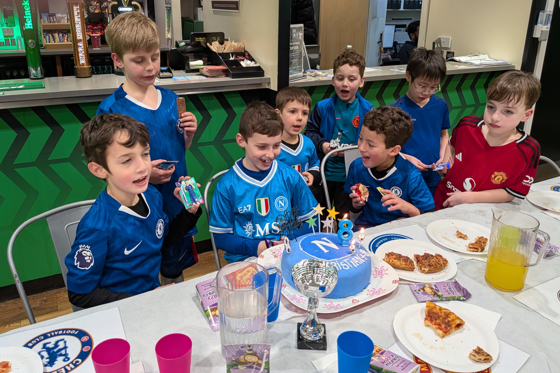 Children enjoying a football birthday party session